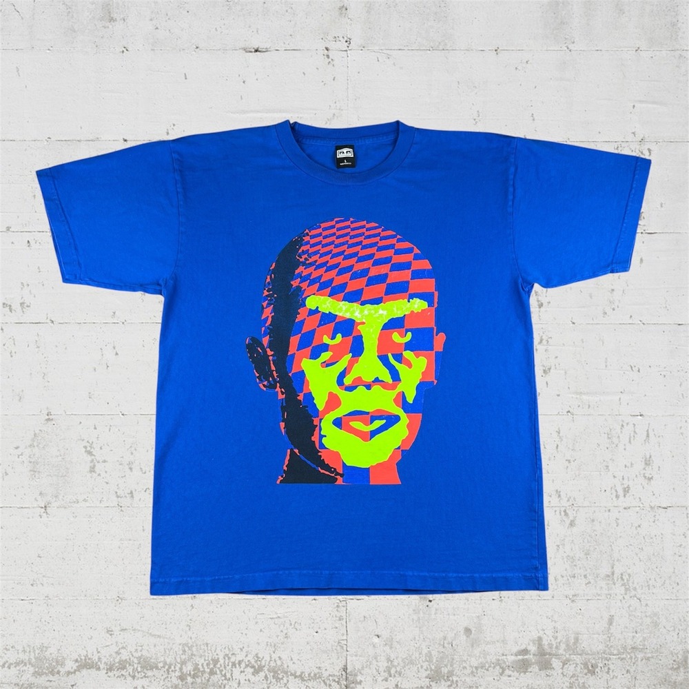 Obey T Shirt Men's Large Blue Psychedelic Andre The Giant Face Print Spock Skate